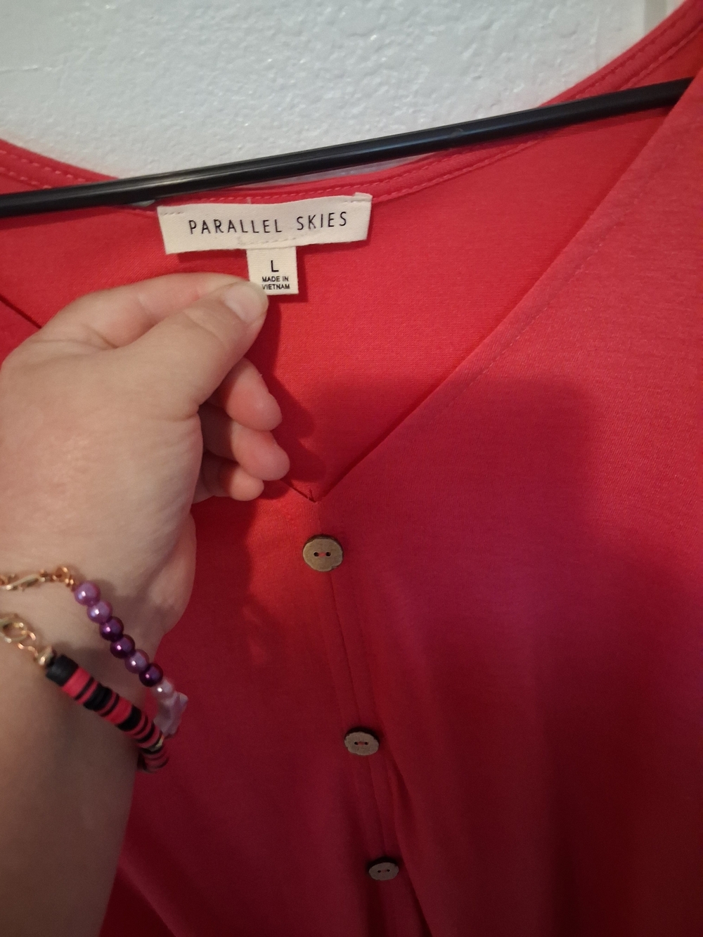 & Other Stories Coral V-Neck Button-Front Tunic